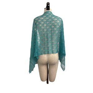Handmade Teal Lace Knit Shawl Wrap
